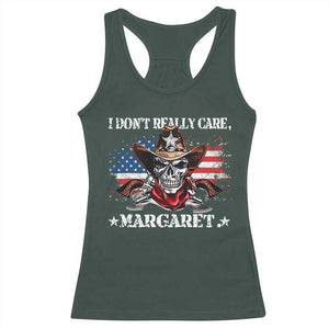 Vice President Jd Vance Racerback Tank Top Cowboy Skull American Flag I Don't Really Care Margaret TS10 Dark Forest Green Print Your Wear