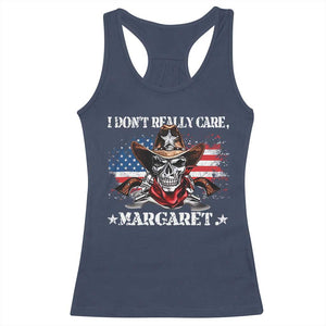 Vice President Jd Vance Racerback Tank Top Cowboy Skull American Flag I Don't Really Care Margaret TS10 Navy Print Your Wear