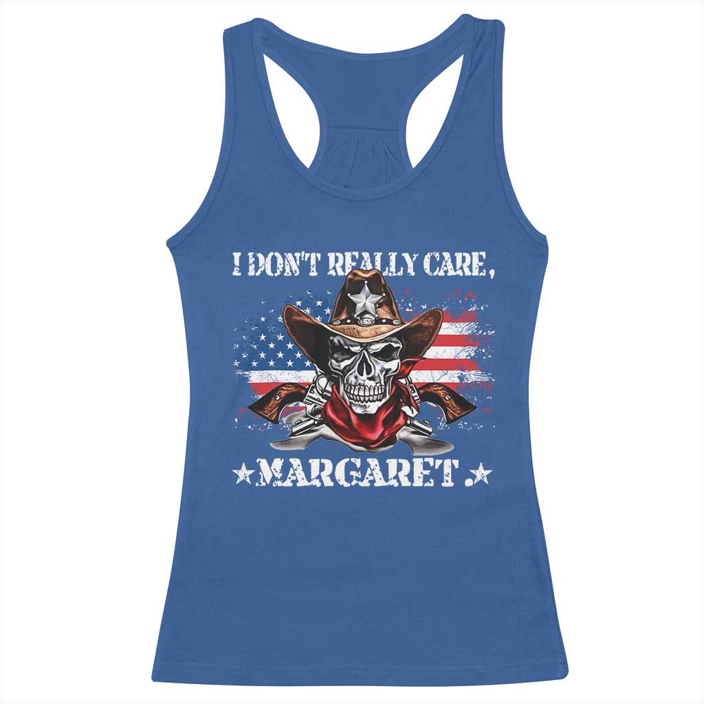 Vice President Jd Vance Racerback Tank Top Cowboy Skull American Flag I Don't Really Care Margaret TS10 Royal Blue Print Your Wear