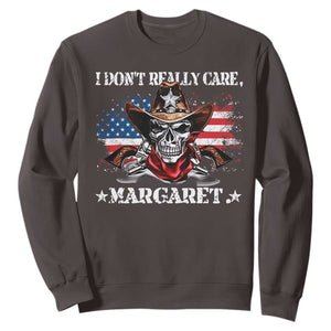 Vice President Jd Vance Sweatshirt Cowboy Skull American Flag I Don't Really Care Margaret TS10 Dark Chocolate Print Your Wear