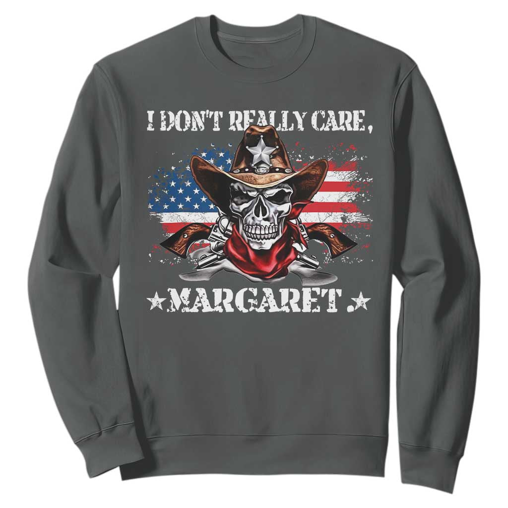 Vice President Jd Vance Sweatshirt Cowboy Skull American Flag I Don't Really Care Margaret TS10 Dark Heather Print Your Wear