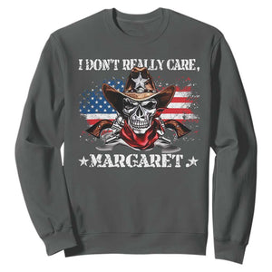 Vice President Jd Vance Sweatshirt Cowboy Skull American Flag I Don't Really Care Margaret TS10 Dark Heather Print Your Wear