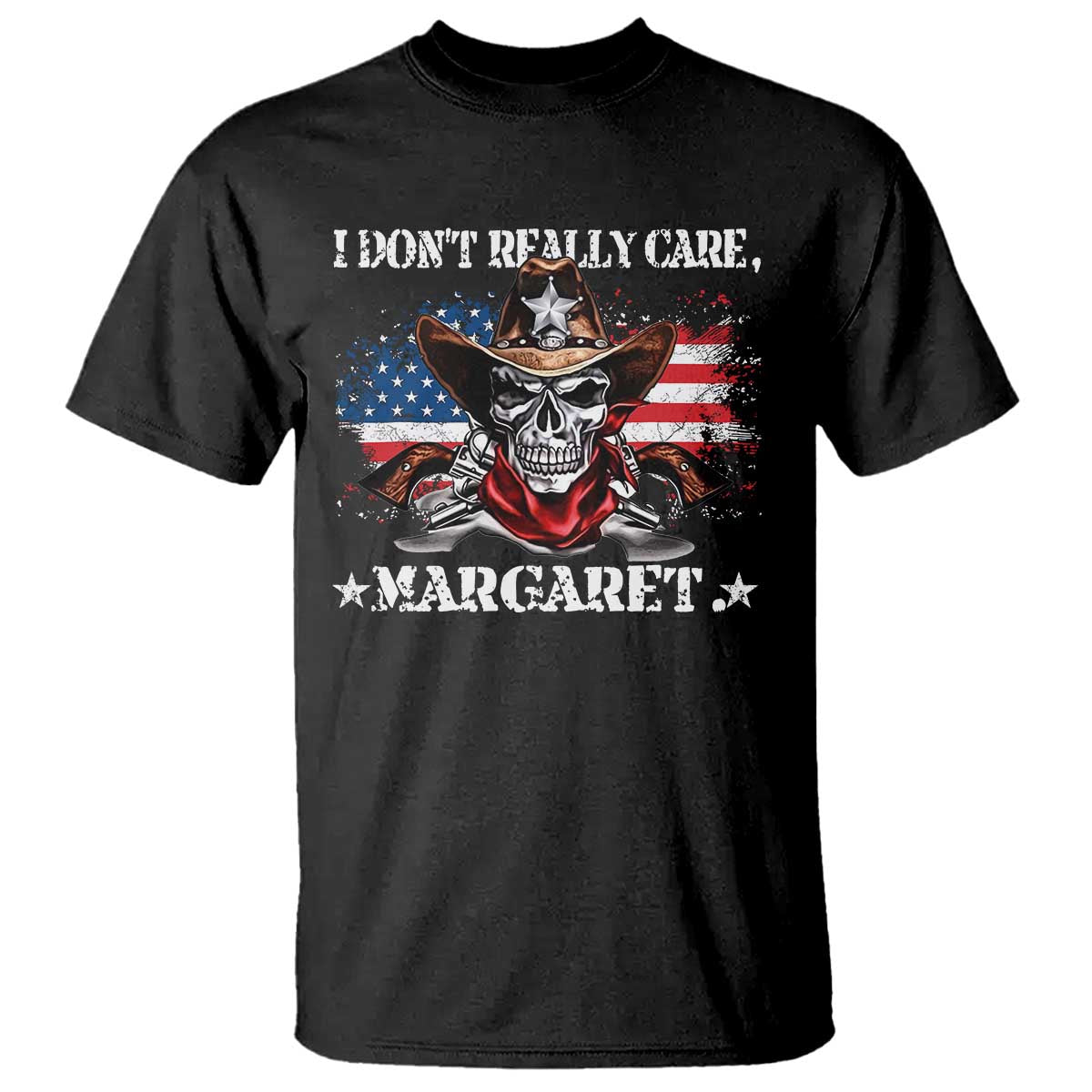 Vice President Jd Vance T Shirt Cowboy Skull American Flag I Don't Really Care Margaret TS10 Black Print Your Wear