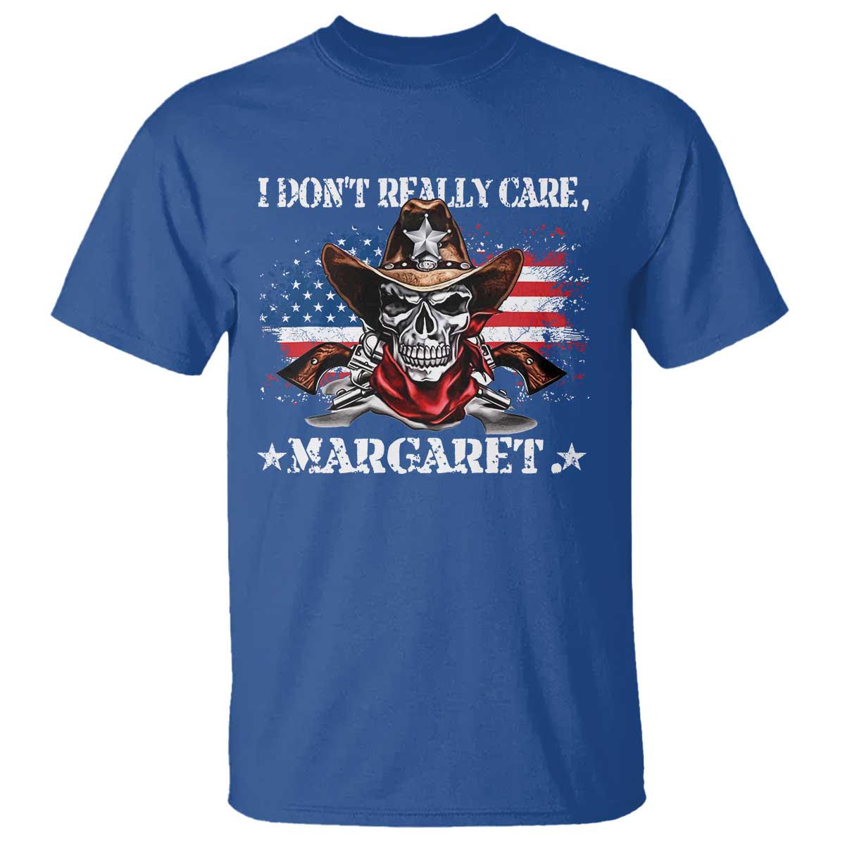 Vice President Jd Vance T Shirt Cowboy Skull American Flag I Don't Really Care Margaret TS10 Royal Blue Print Your Wear