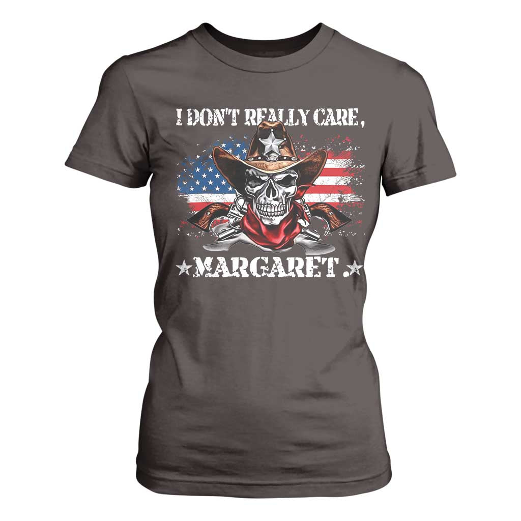 Vice President Jd Vance T Shirt For Women Cowboy Skull American Flag I Don't Really Care Margaret TS10 Dark Chocolate Print Your Wear
