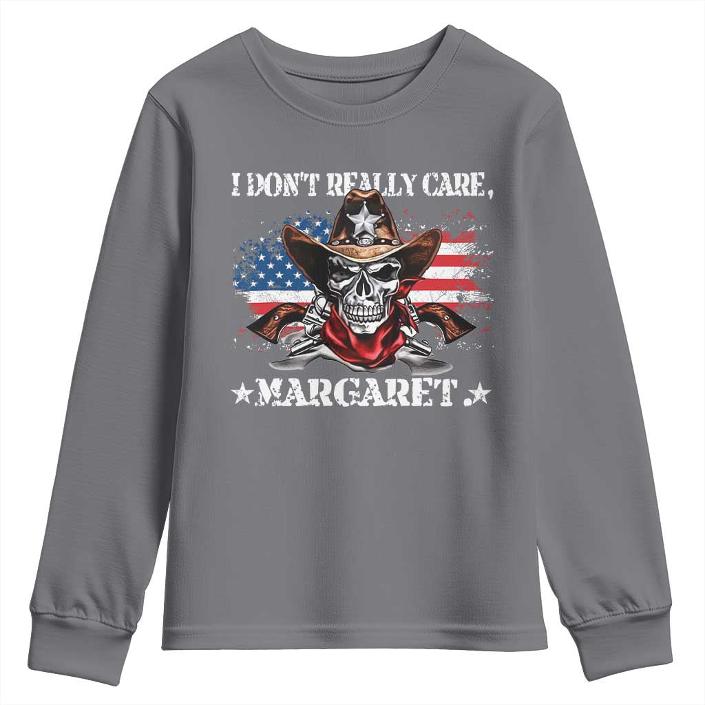 Vice President Jd Vance Youth Sweatshirt Cowboy Skull American Flag I Don't Really Care Margaret TS10 Charcoal Print Your Wear