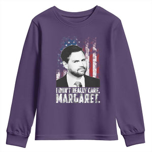I Don't Really Care Margaret Jd Vance Youth Sweatshirt Vice President American Flag TS10 Purple Print Your Wear