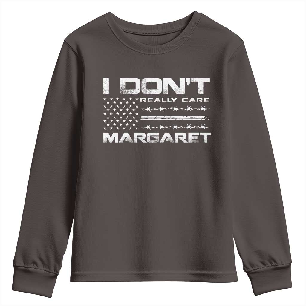 I Don't Really Care Margaret VP Jd Vance Youth Sweatshirt American Flag TS10 Dark Chocolate Print Your Wear