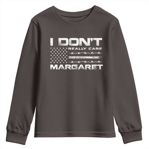 I Don't Really Care Margaret VP Jd Vance Youth Sweatshirt American Flag TS10 Dark Chocolate Print Your Wear