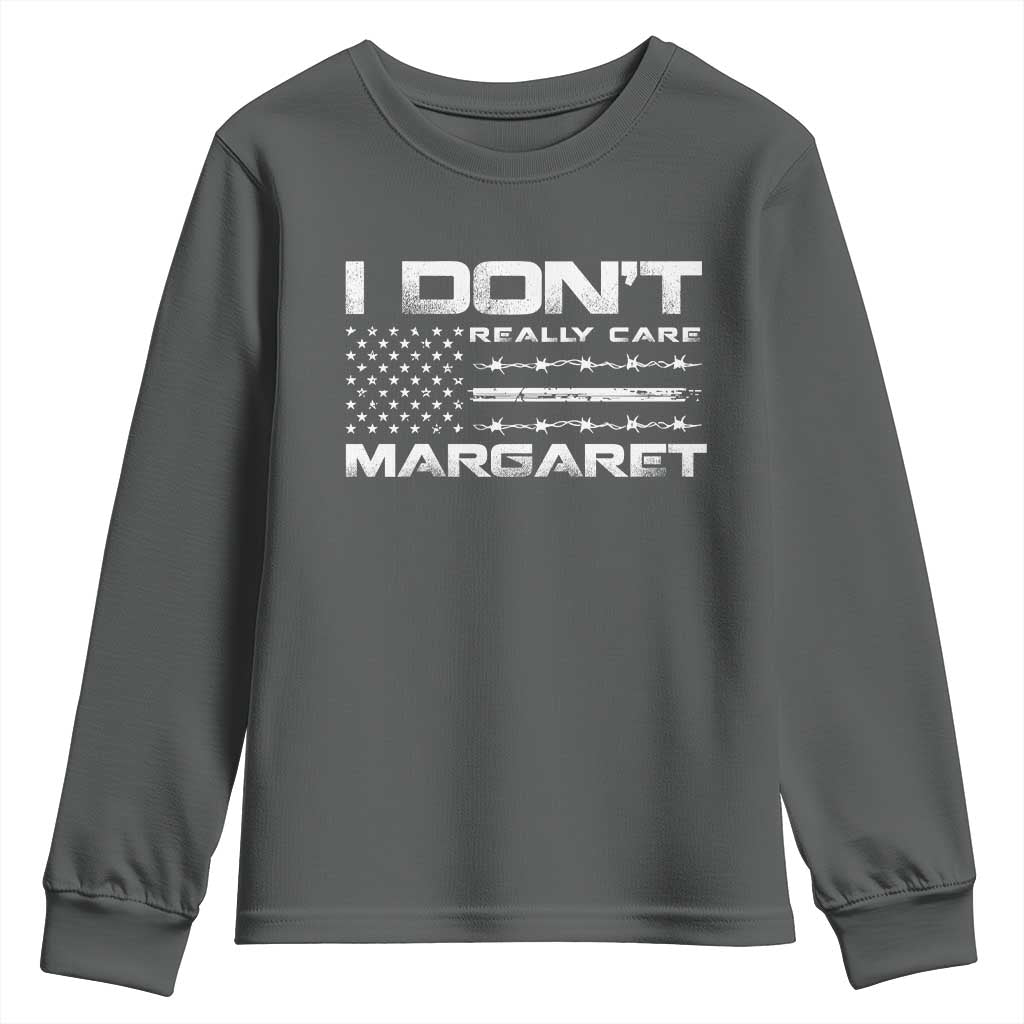 I Don't Really Care Margaret VP Jd Vance Youth Sweatshirt American Flag TS10 Dark Heather Print Your Wear
