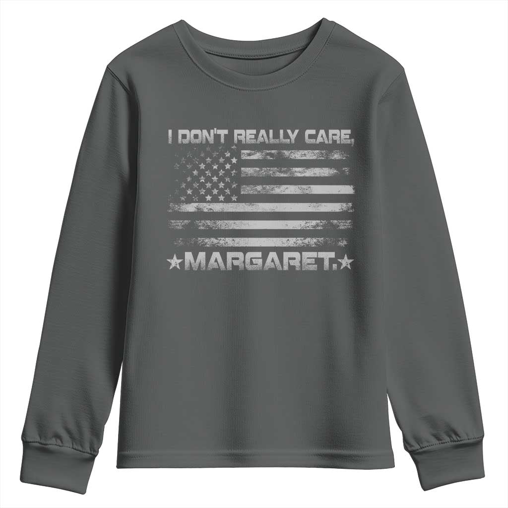 I Don't Really Care Margaret Jd Vance Youth Sweatshirt VP USA Flag TS10 Dark Heather Print Your Wear