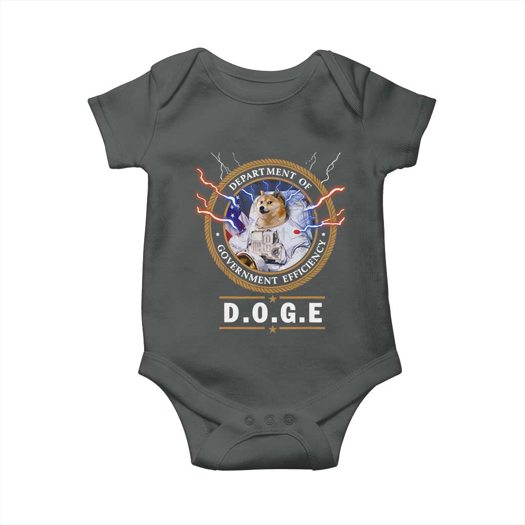 DOGE Department of Government Efficiency Baby Onesie Crypto Meme TS10 Dark Heather Print Your Wear