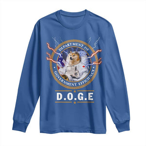 DOGE Department of Government Efficiency Long Sleeve Shirt Crypto Meme TS10 Royal Blue Print Your Wear