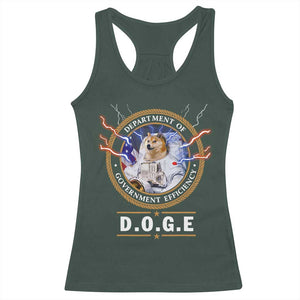 DOGE Department of Government Efficiency Racerback Tank Top Crypto Meme TS10 Dark Forest Green Print Your Wear