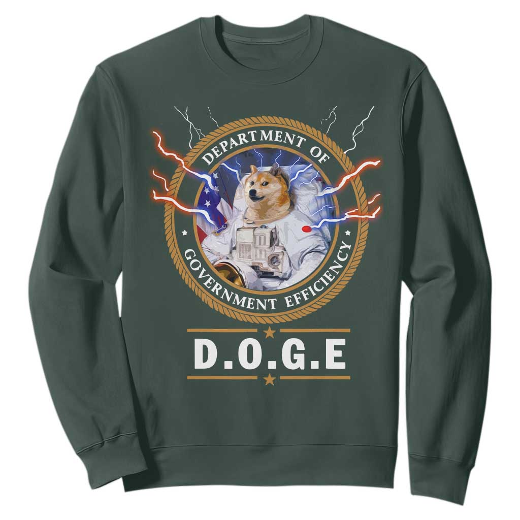 DOGE Department of Government Efficiency Sweatshirt Crypto Meme TS10 Dark Forest Green Print Your Wear