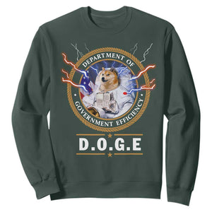 DOGE Department of Government Efficiency Sweatshirt Crypto Meme TS10 Dark Forest Green Print Your Wear
