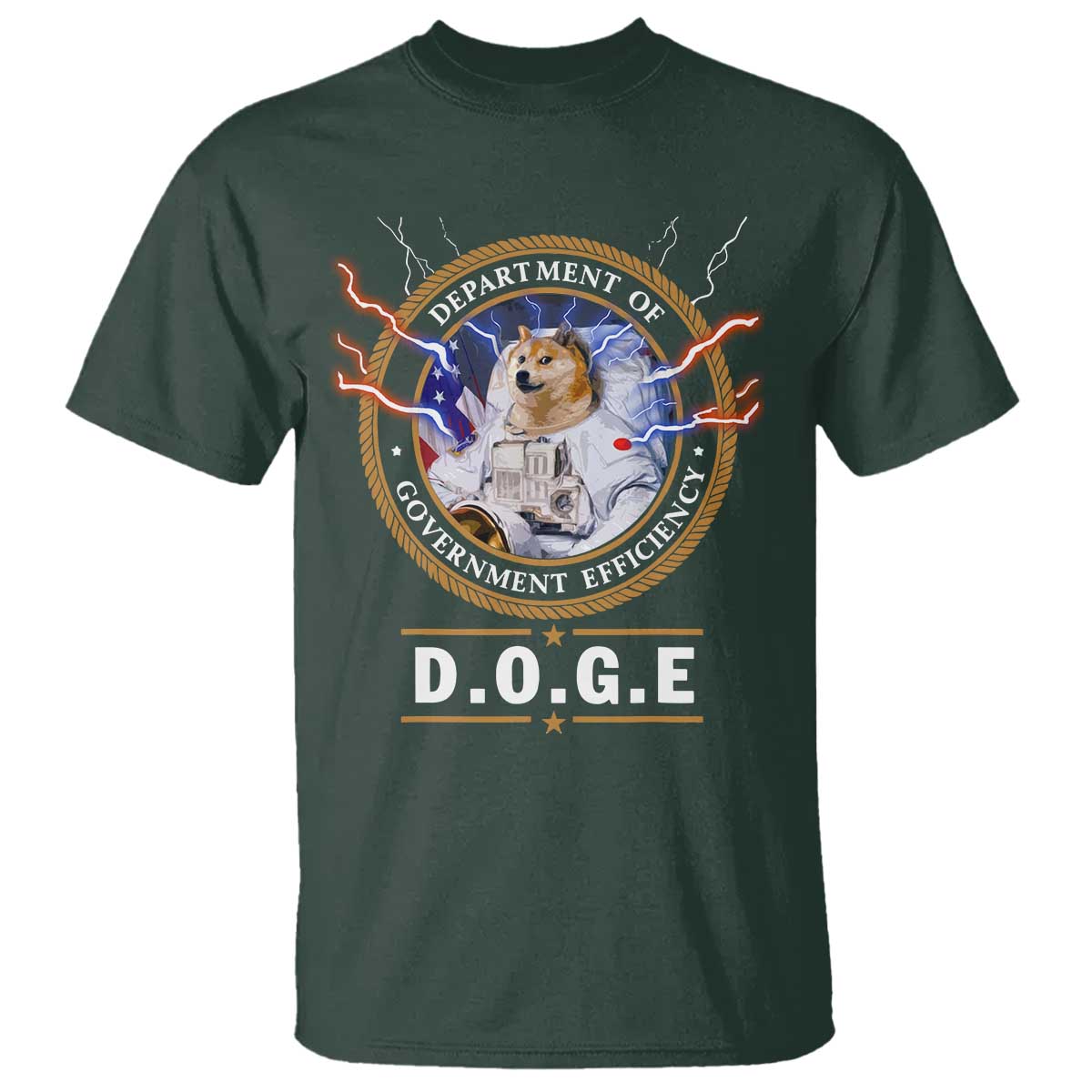DOGE Department of Government Efficiency T Shirt Crypto Meme TS10 Dark Forest Green Print Your Wear
