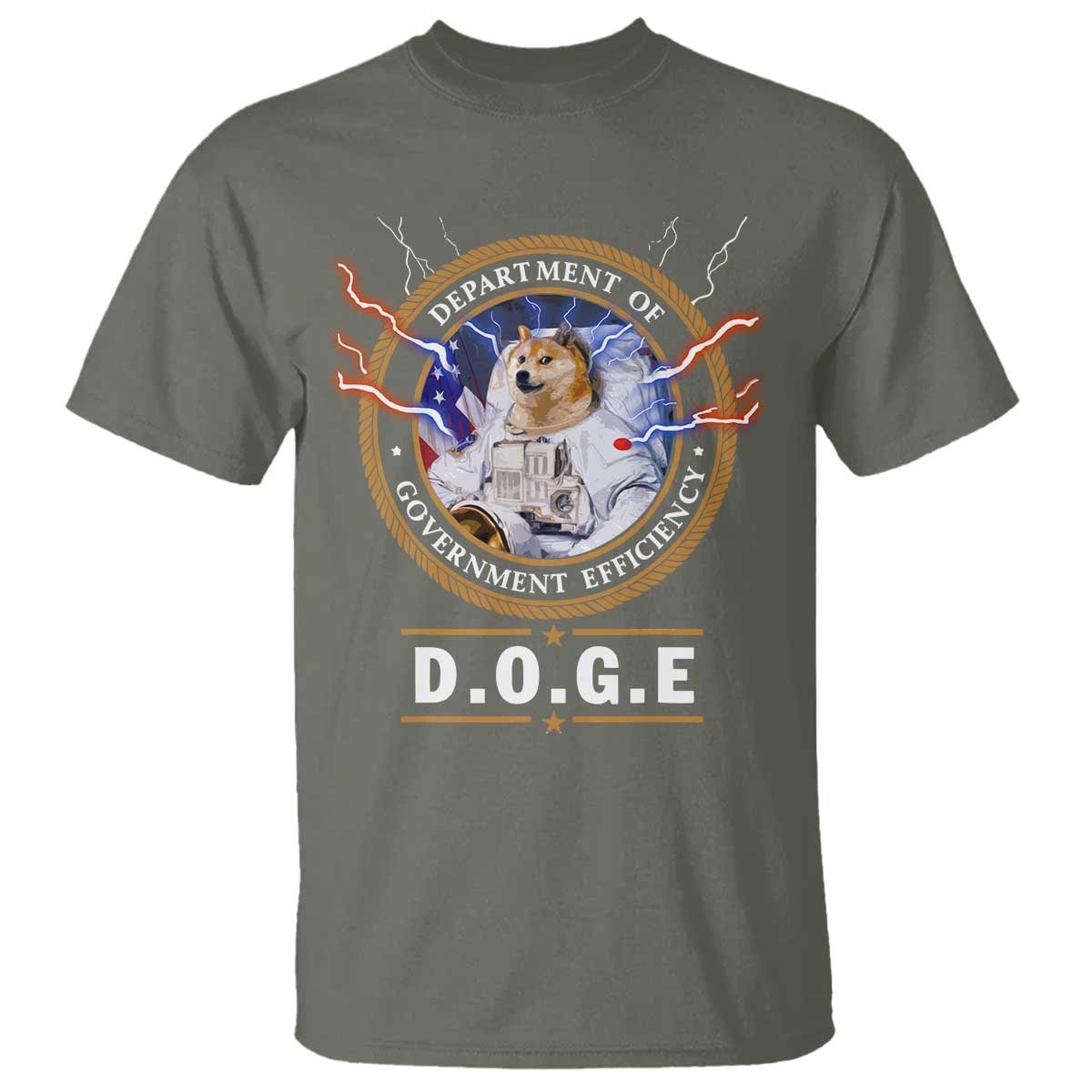 DOGE Department of Government Efficiency T Shirt Crypto Meme TS10 Military Green Print Your Wear