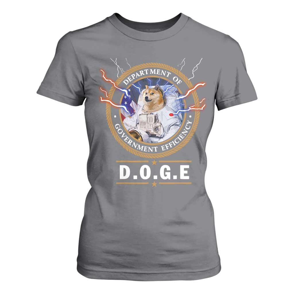 DOGE Department of Government Efficiency T Shirt For Women Crypto Meme TS10 Charcoal Print Your Wear