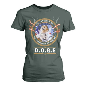 DOGE Department of Government Efficiency T Shirt For Women Crypto Meme TS10 Dark Forest Green Print Your Wear
