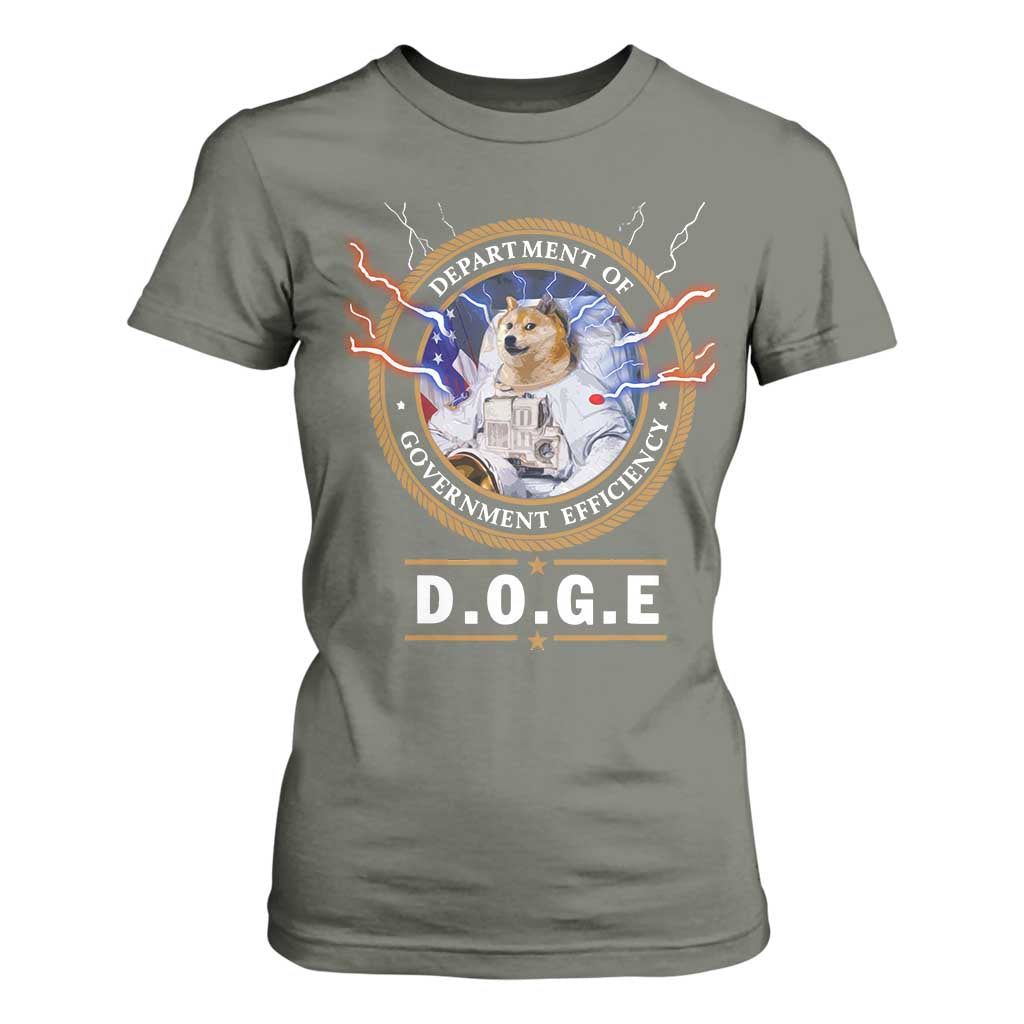 DOGE Department of Government Efficiency T Shirt For Women Crypto Meme TS10 Military Green Print Your Wear