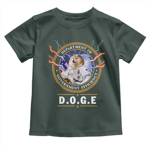 DOGE Department of Government Efficiency Toddler T Shirt Crypto Meme TS10 Dark Forest Green Print Your Wear