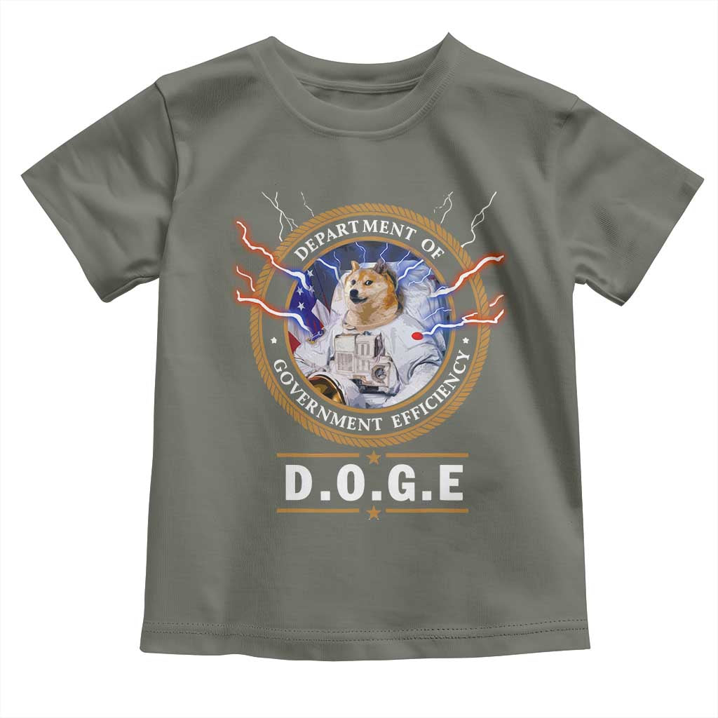 DOGE Department of Government Efficiency Toddler T Shirt Crypto Meme TS10 Military Green Print Your Wear