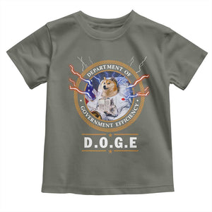 DOGE Department of Government Efficiency Toddler T Shirt Crypto Meme TS10 Military Green Print Your Wear