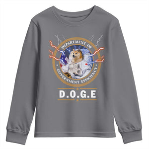 DOGE Department of Government Efficiency Youth Sweatshirt Crypto Meme TS10 Charcoal Print Your Wear