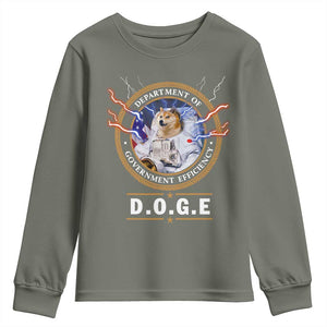 DOGE Department of Government Efficiency Youth Sweatshirt Crypto Meme TS10 Military Green Print Your Wear