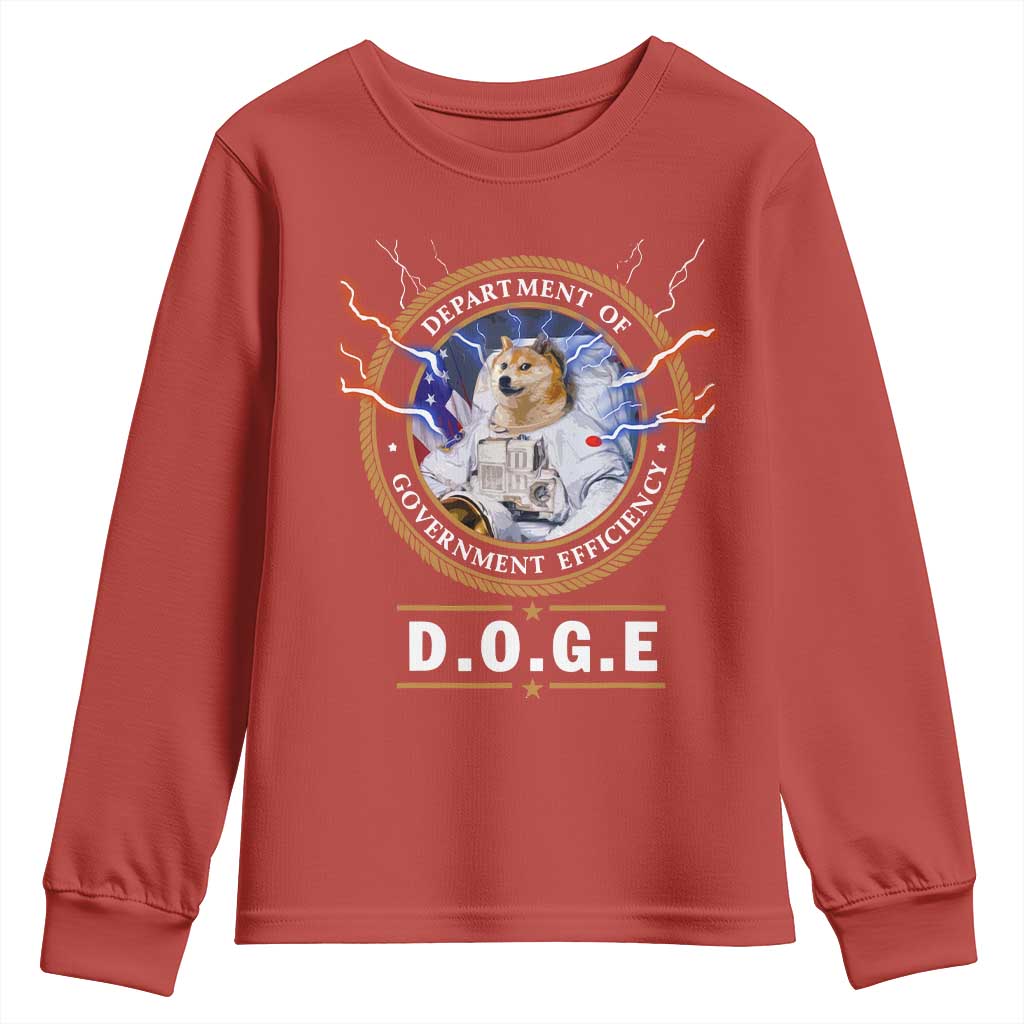 DOGE Department of Government Efficiency Youth Sweatshirt Crypto Meme TS10 Red Print Your Wear