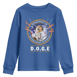DOGE Department of Government Efficiency Youth Sweatshirt Crypto Meme TS10 Royal Blue Print Your Wear
