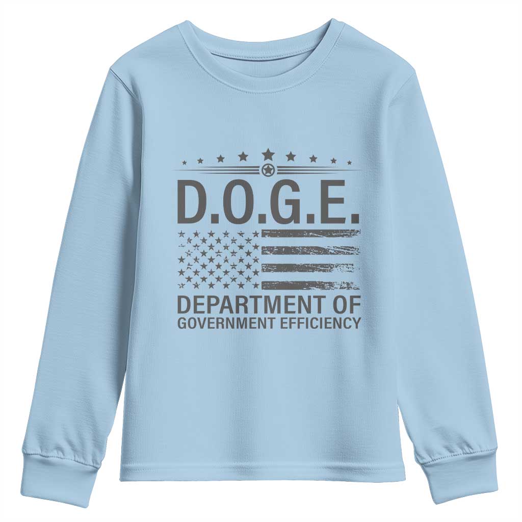 D.O.G.E. DOGE Department of Government Efficiency Youth Sweatshirt TS10 Light Blue Print Your Wear