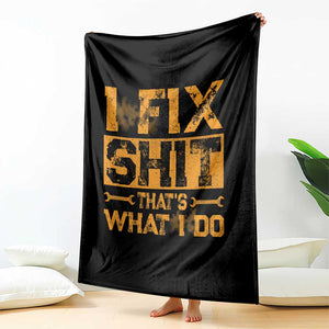 Funny Dad Grandpa Throw Blanket I Fix Shit Thats What I Do TS10 Print Your Wear