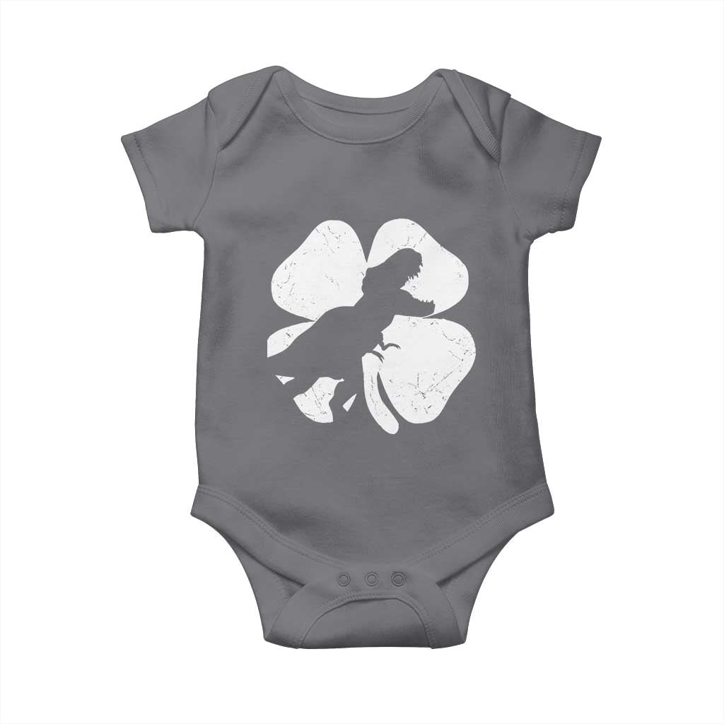 Dinosaur St Patricks Day Shamrock Baby Onesie Silhouette Boys Toddler Kids TS10 Charcoal Print Your Wear