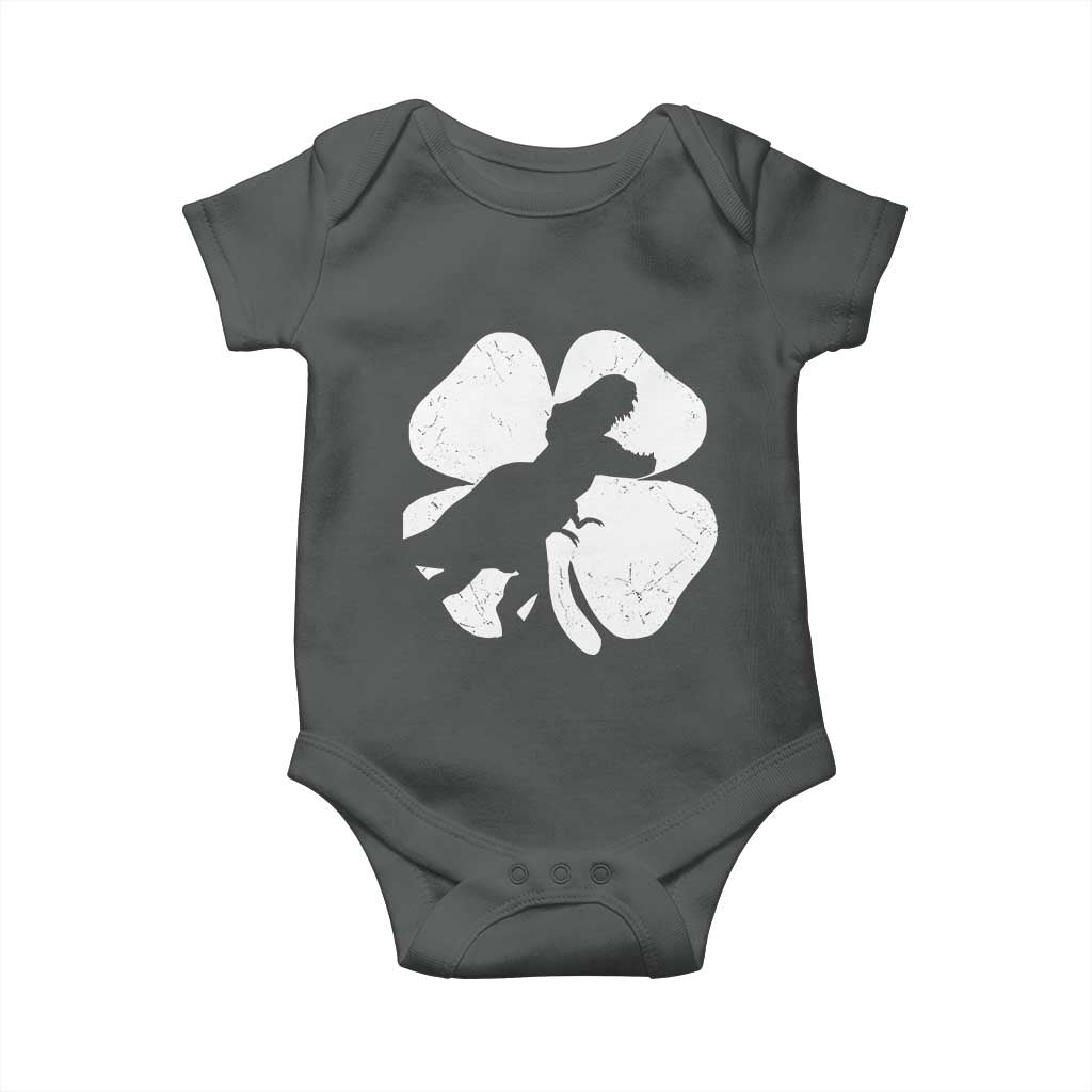 Dinosaur St Patricks Day Shamrock Baby Onesie Silhouette Boys Toddler Kids TS10 Dark Heather Print Your Wear