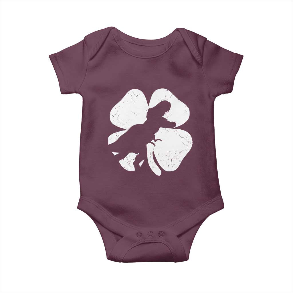 Dinosaur St Patricks Day Shamrock Baby Onesie Silhouette Boys Toddler Kids TS10 Maroon Print Your Wear