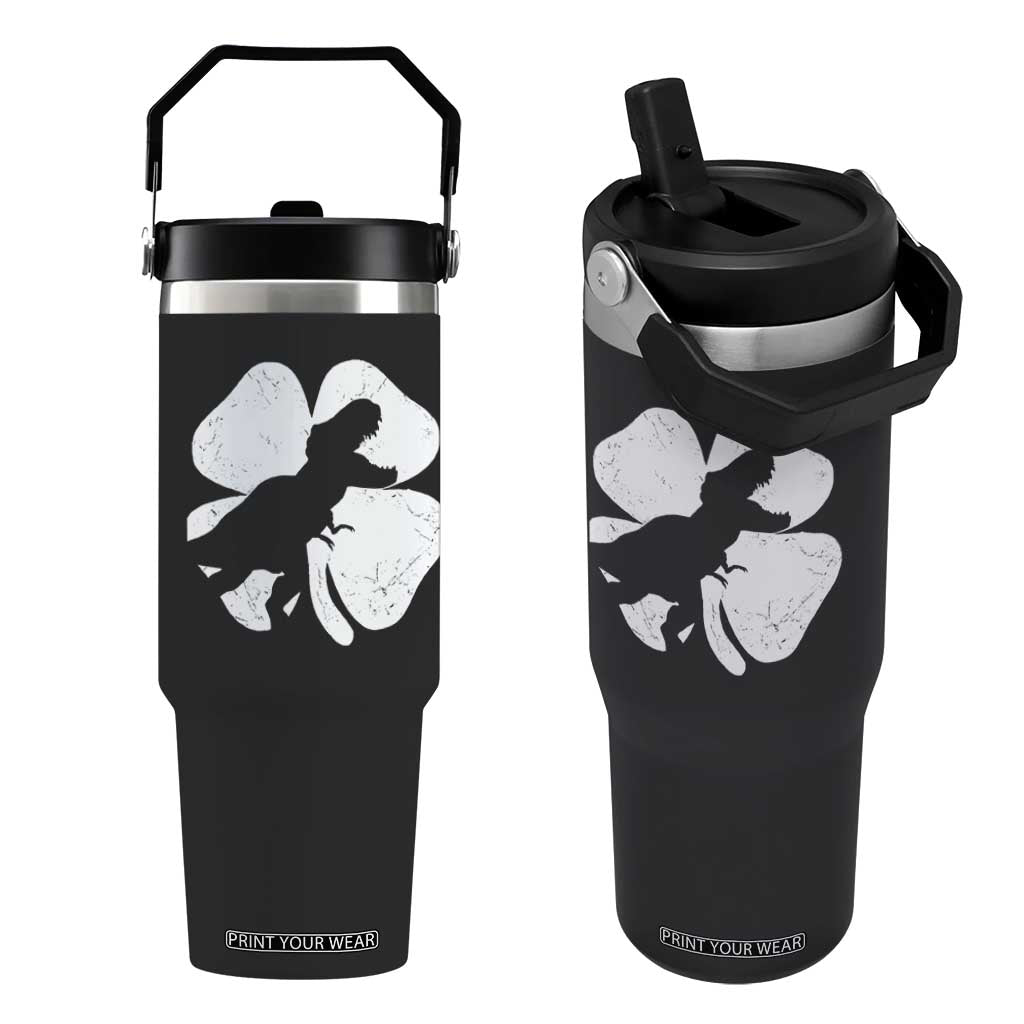 Dinosaur St Patricks Day Shamrock Flip Straw Tumbler Silhouette Boys Toddler Kids TS10 One Size: 30 oz Black Print Your Wear