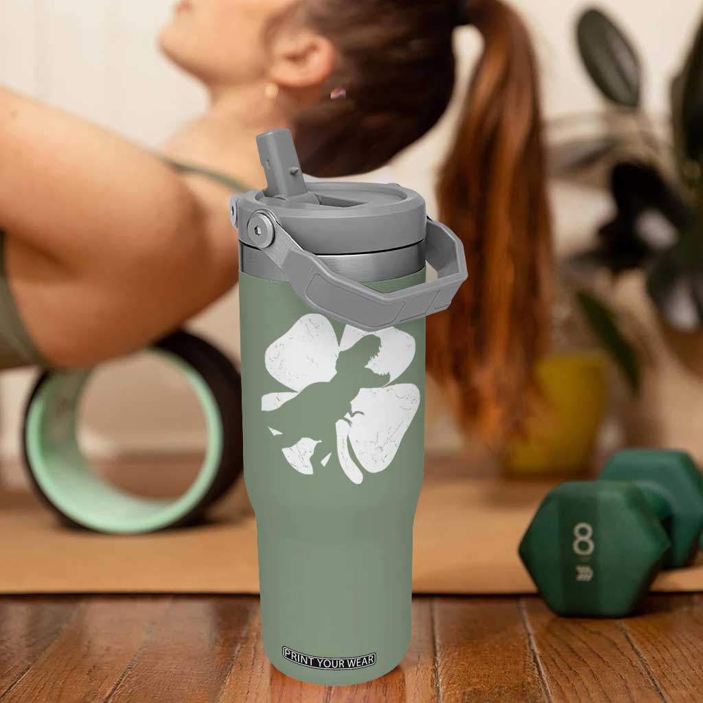 Dinosaur St Patricks Day Shamrock Flip Straw Tumbler Silhouette Boys Toddler Kids TS10 One Size: 30 oz Moss Green Print Your Wear