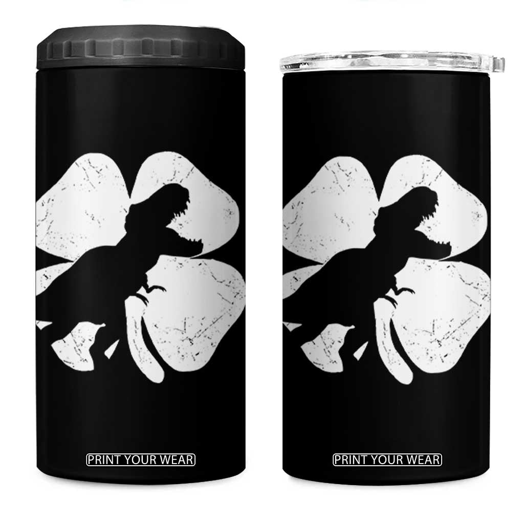 Dinosaur St Patricks Day Shamrock 4 in 1 Can Cooler Tumbler Silhouette Boys Toddler Kids TS10 One Size: 16 oz Black Print Your Wear