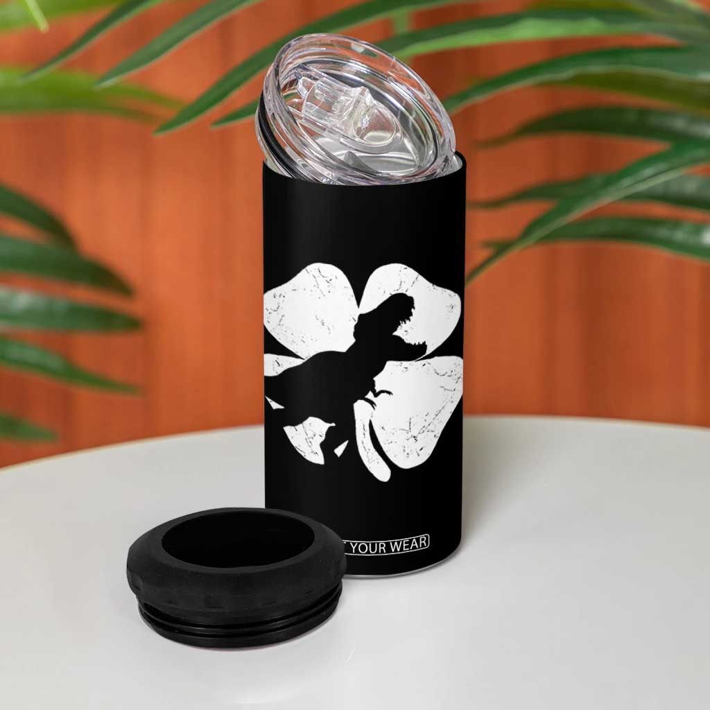 Dinosaur St Patricks Day Shamrock 4 in 1 Can Cooler Tumbler Silhouette Boys Toddler Kids TS10 Print Your Wear