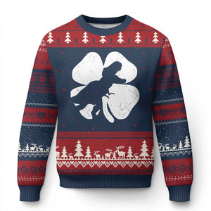 Dinosaur St Patricks Day Shamrock Ugly Christmas Sweater Silhouette Boys Toddler Kids TS10 Navy Red Print Your Wear