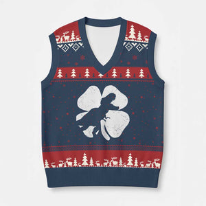 Dinosaur St Patricks Day Shamrock V-Neck Knit Sweater Vest Silhouette Boys Toddler Kids TS10 Navy Red Print Your Wear