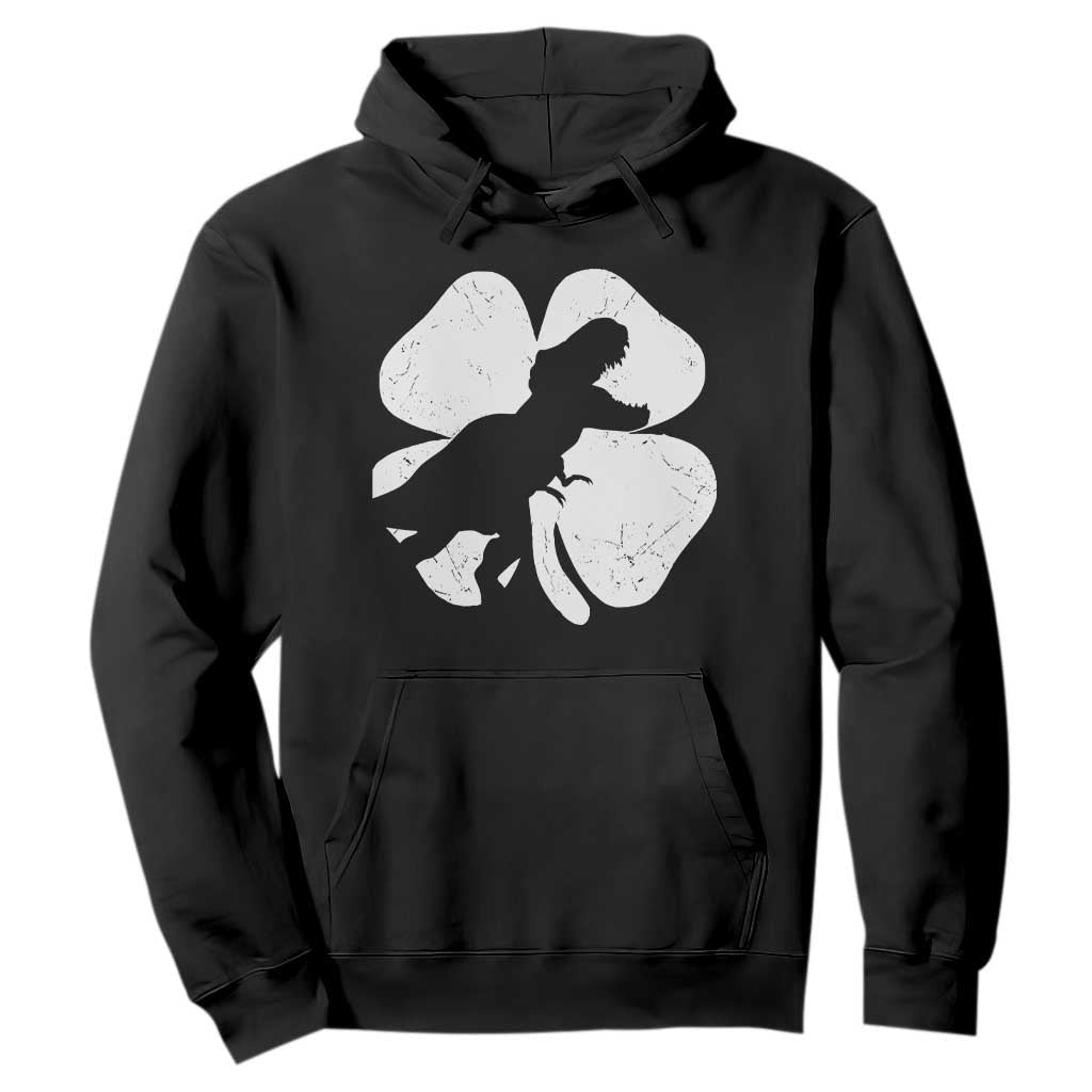 Dinosaur St Patricks Day Shamrock Hoodie Silhouette Boys Toddler Kids TS10 Black Print Your Wear