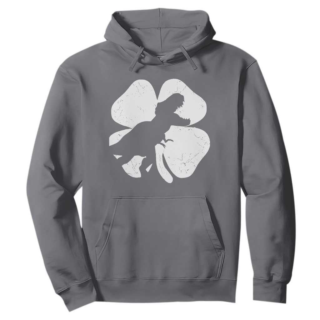 Dinosaur St Patricks Day Shamrock Hoodie Silhouette Boys Toddler Kids TS10 Charcoal Print Your Wear