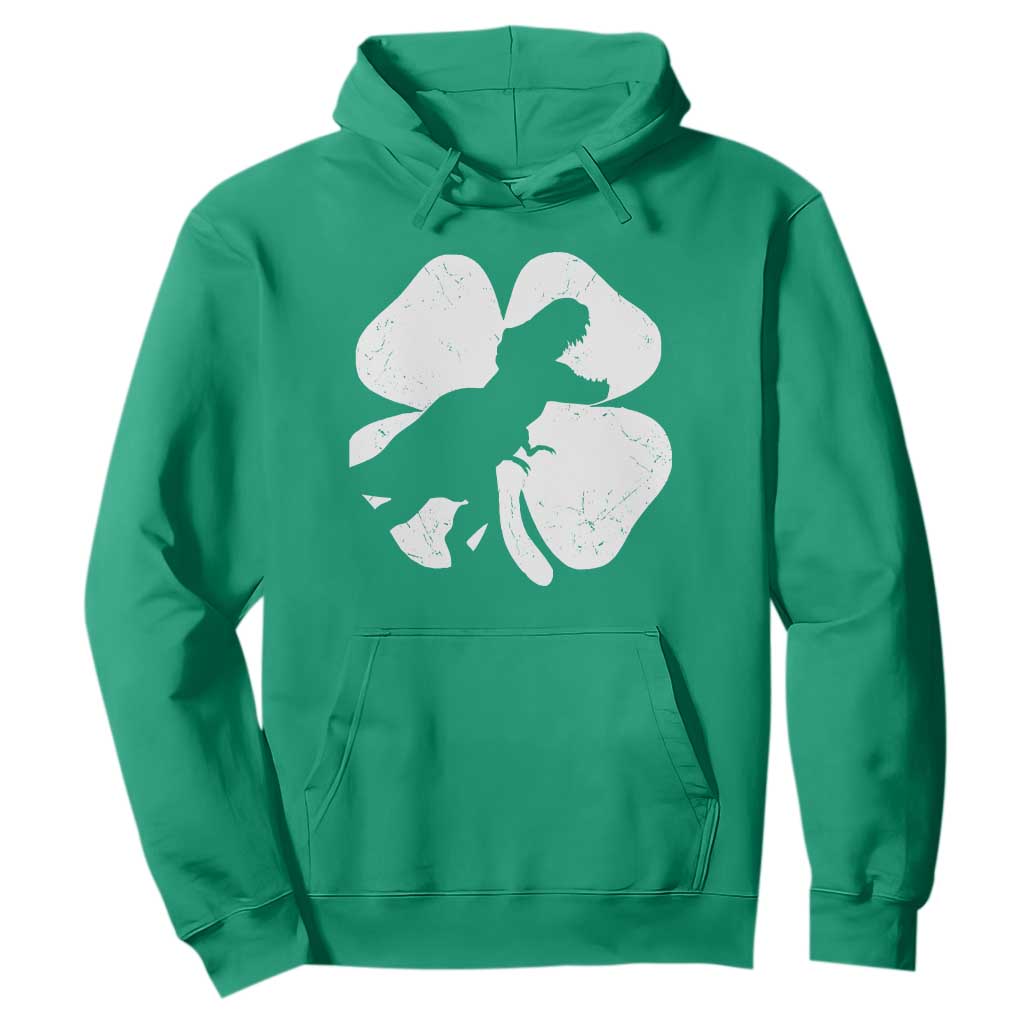 Dinosaur St Patricks Day Shamrock Hoodie Silhouette Boys Toddler Kids TS10 Irish Green Print Your Wear