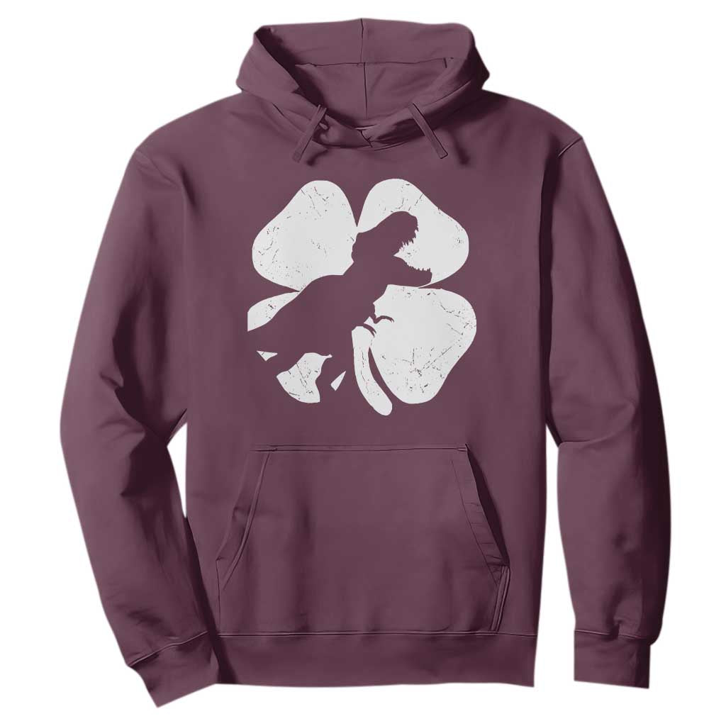 Dinosaur St Patricks Day Shamrock Hoodie Silhouette Boys Toddler Kids TS10 Maroon Print Your Wear