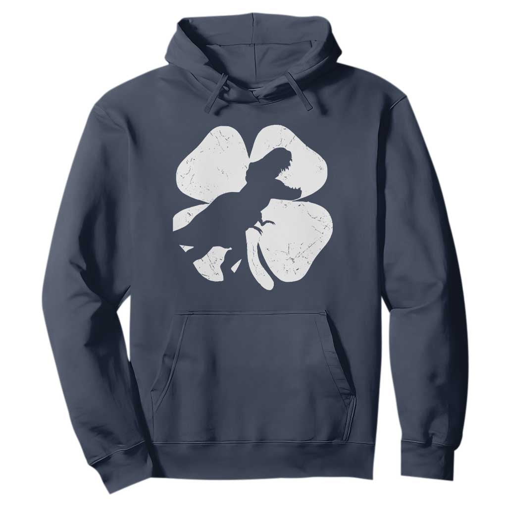 Dinosaur St Patricks Day Shamrock Hoodie Silhouette Boys Toddler Kids TS10 Navy Print Your Wear