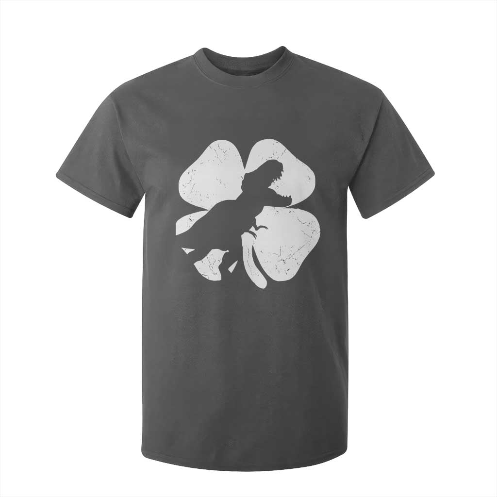 Dinosaur St Patricks Day Shamrock T Shirt For Kid Silhouette Boys Toddler Kids TS10 Dark Heather Print Your Wear