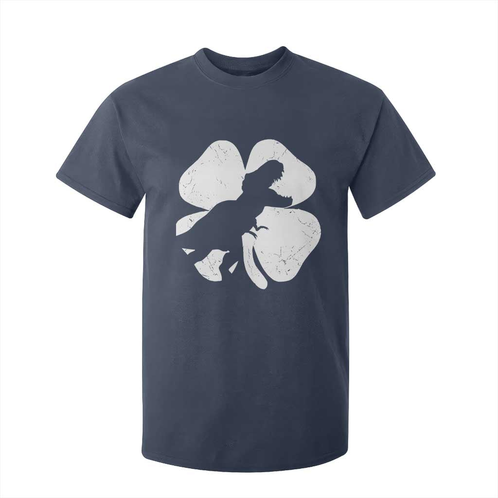 Dinosaur St Patricks Day Shamrock T Shirt For Kid Silhouette Boys Toddler Kids TS10 Navy Print Your Wear